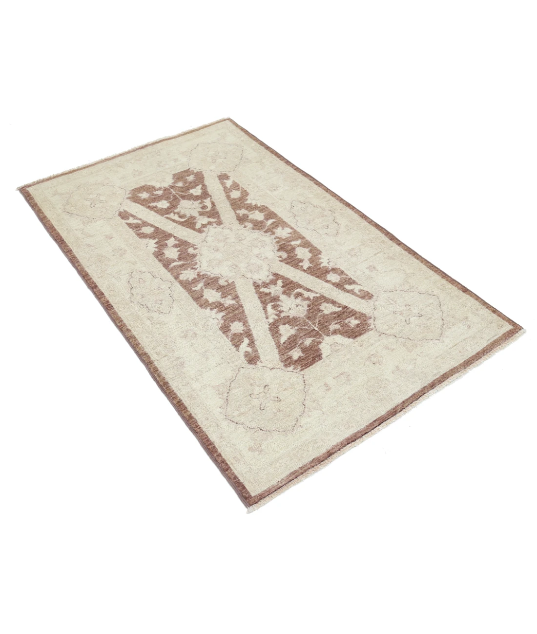 Hand Knotted Serenity Wool Rug 3' 2" X 5' 1" 3' 2" X 5' 1" (97 X 155) / Brown / Ivory
