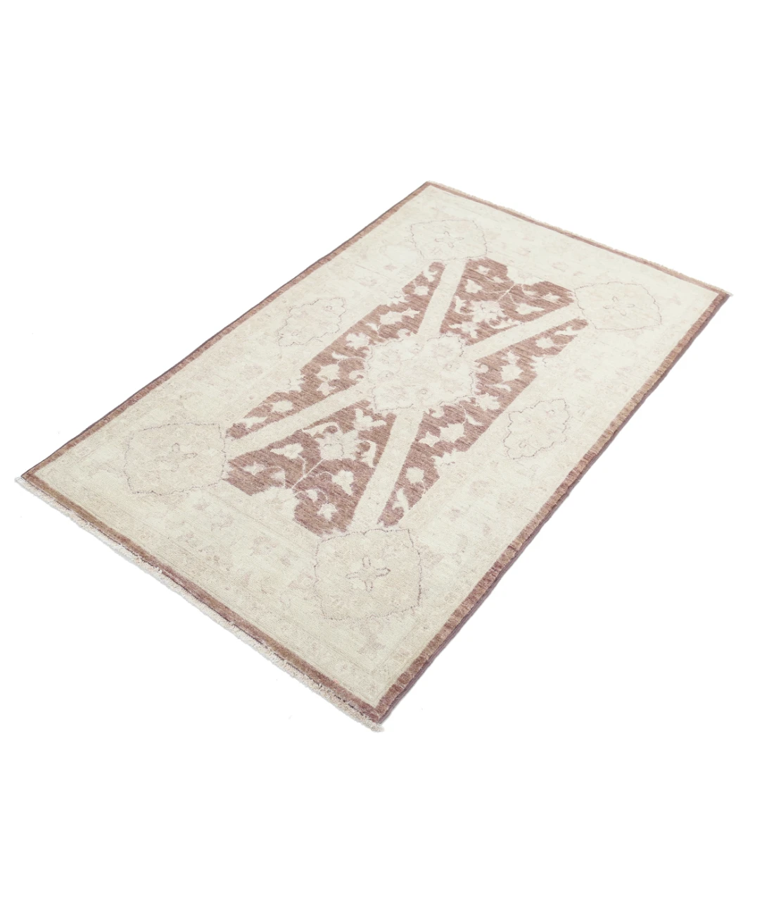 Hand Knotted Serenity Wool Rug 3' 2" X 5' 1" 3' 2" X 5' 1" (97 X 155) / Brown / Ivory