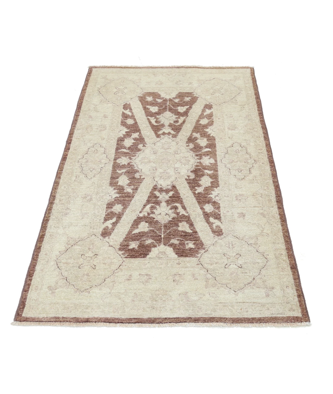 Hand Knotted Serenity Wool Rug 3' 2" X 5' 1" 3' 2" X 5' 1" (97 X 155) / Brown / Ivory