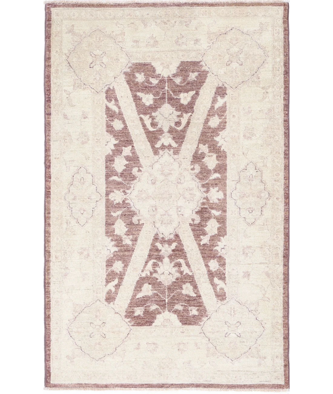 Hand Knotted Serenity Wool Rug 3' 2" X 5' 1" 3' 2" X 5' 1" (97 X 155) / Brown / Ivory
