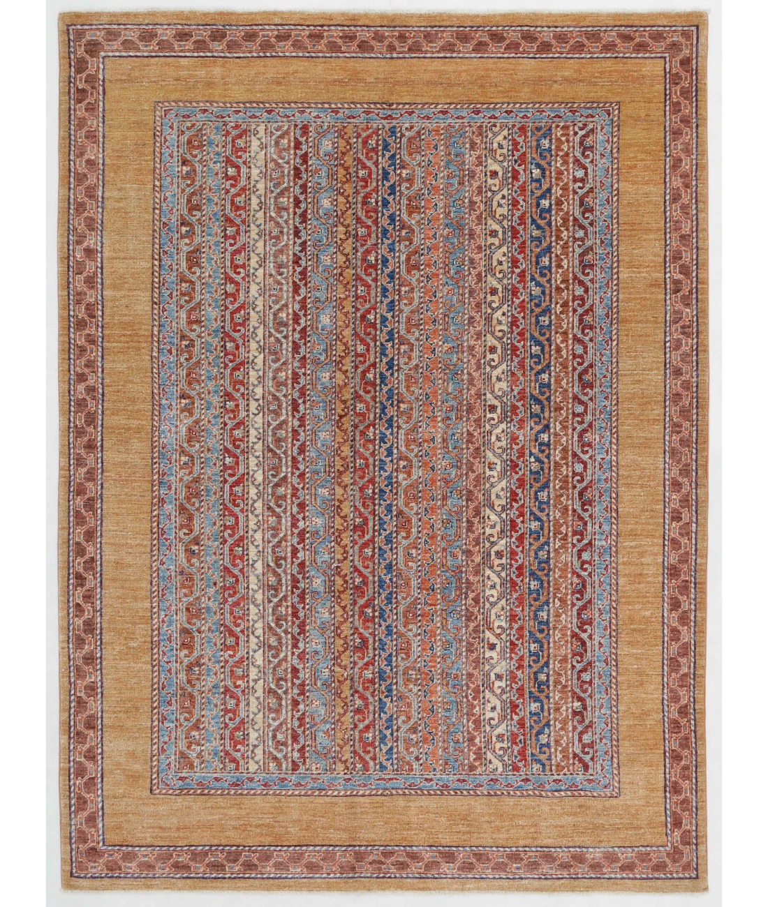 Hand Knotted Shaal Wool Rug - 5'9'' x 7'8'' 5' 9" X 7' 8" ( 175 X 234 ) / Multi / Brown