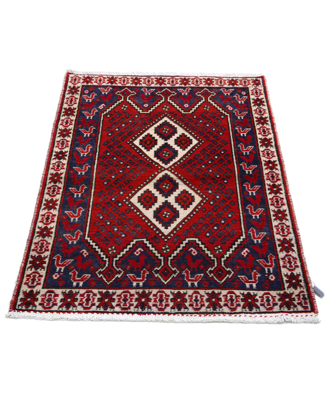 Shiraz 2'9'' X 3'9'' Hand-Knotted Wool Rug 2'9'' x 3'9'' (83 X 113) / Red / Ivory