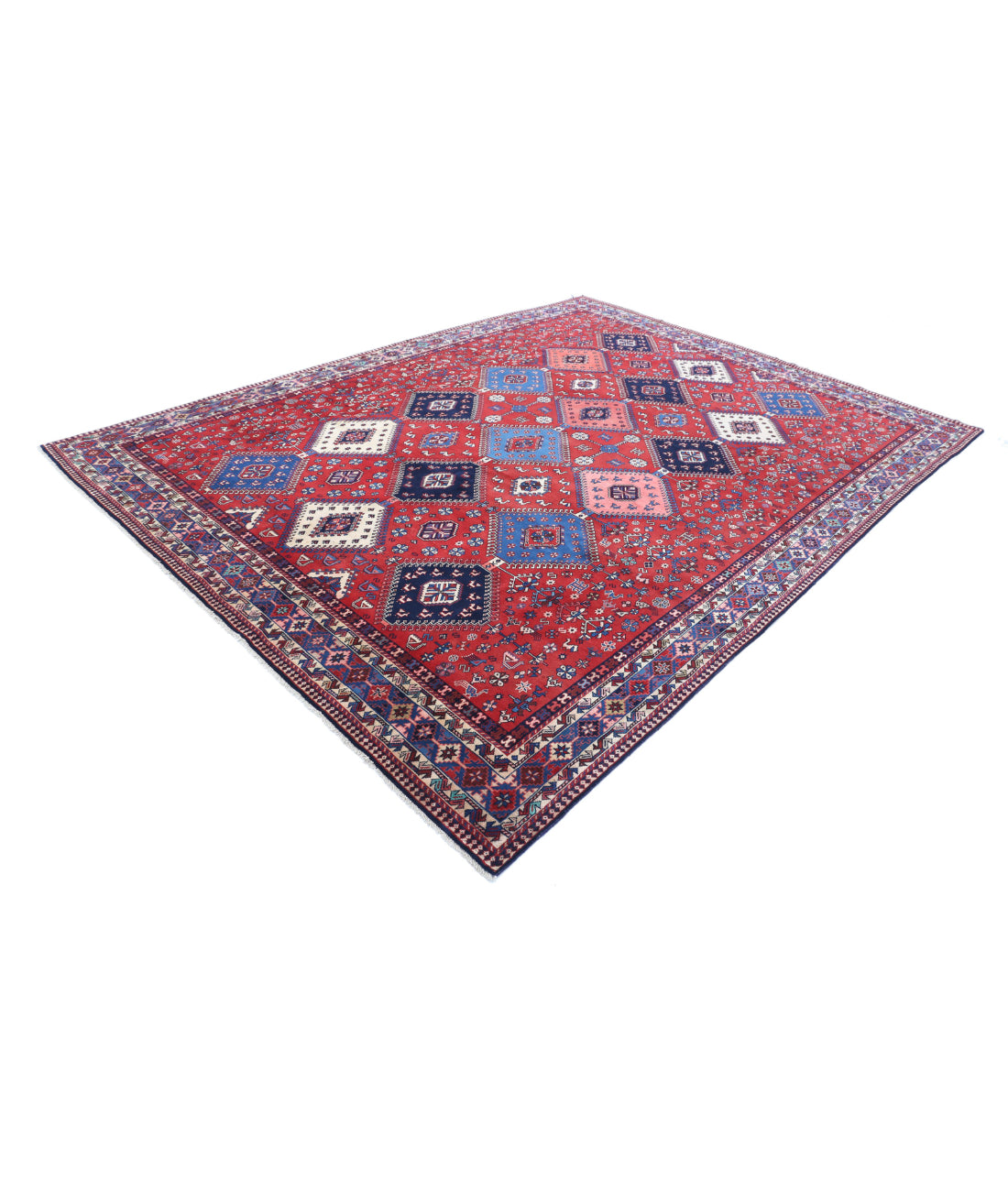 Shiraz 8'3'' X 12'1'' Hand-Knotted Wool Rug 8'3'' x 12'1'' (248 X 363) / Red / Ivory