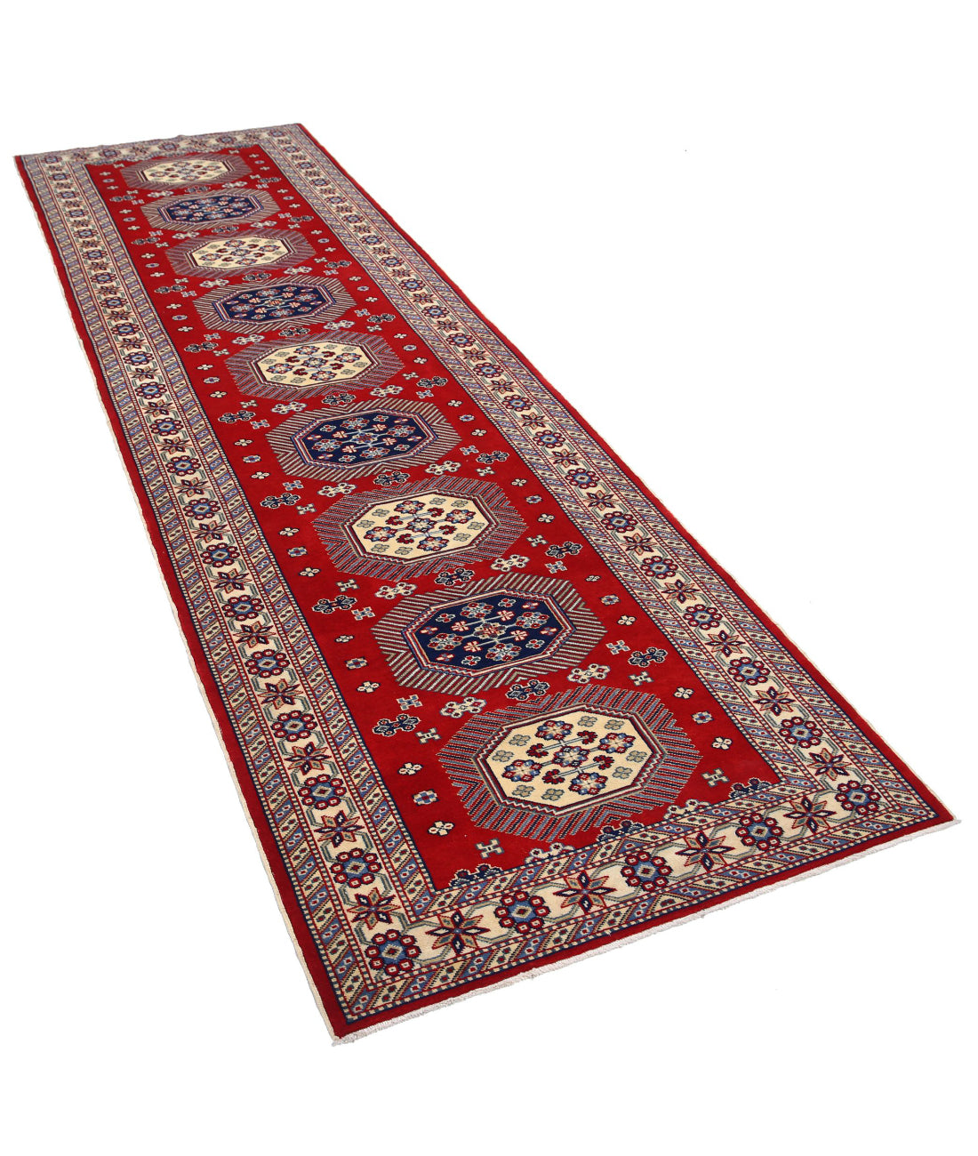 Shirvan 3'3'' X 10'3'' Hand-Knotted Wool Rug 3'3'' x 10'3'' (98 X 308) / Red / Ivory