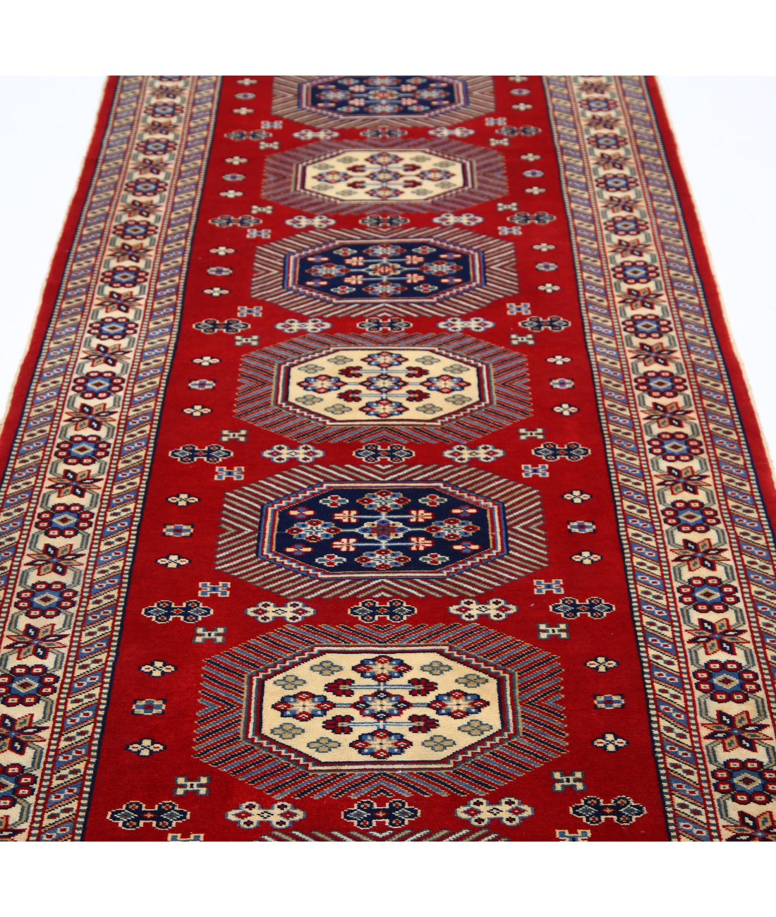 Shirvan 3'3'' X 10'3'' Hand-Knotted Wool Rug 3'3'' x 10'3'' (98 X 308) / Red / Ivory