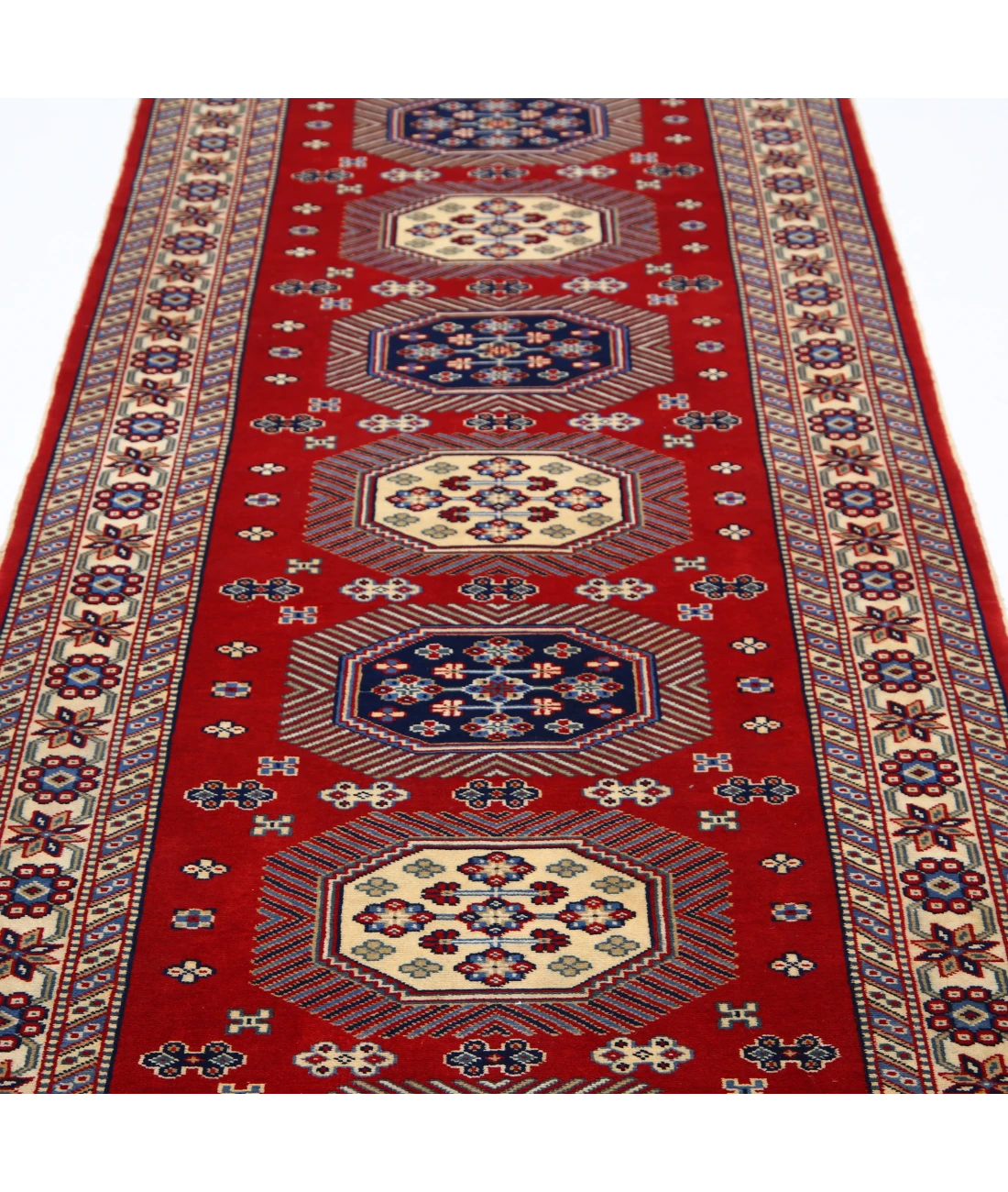 Shirvan 3'3'' X 10'3'' Hand-Knotted Wool Rug 3'3'' x 10'3'' (98 X 308) / Red / Ivory