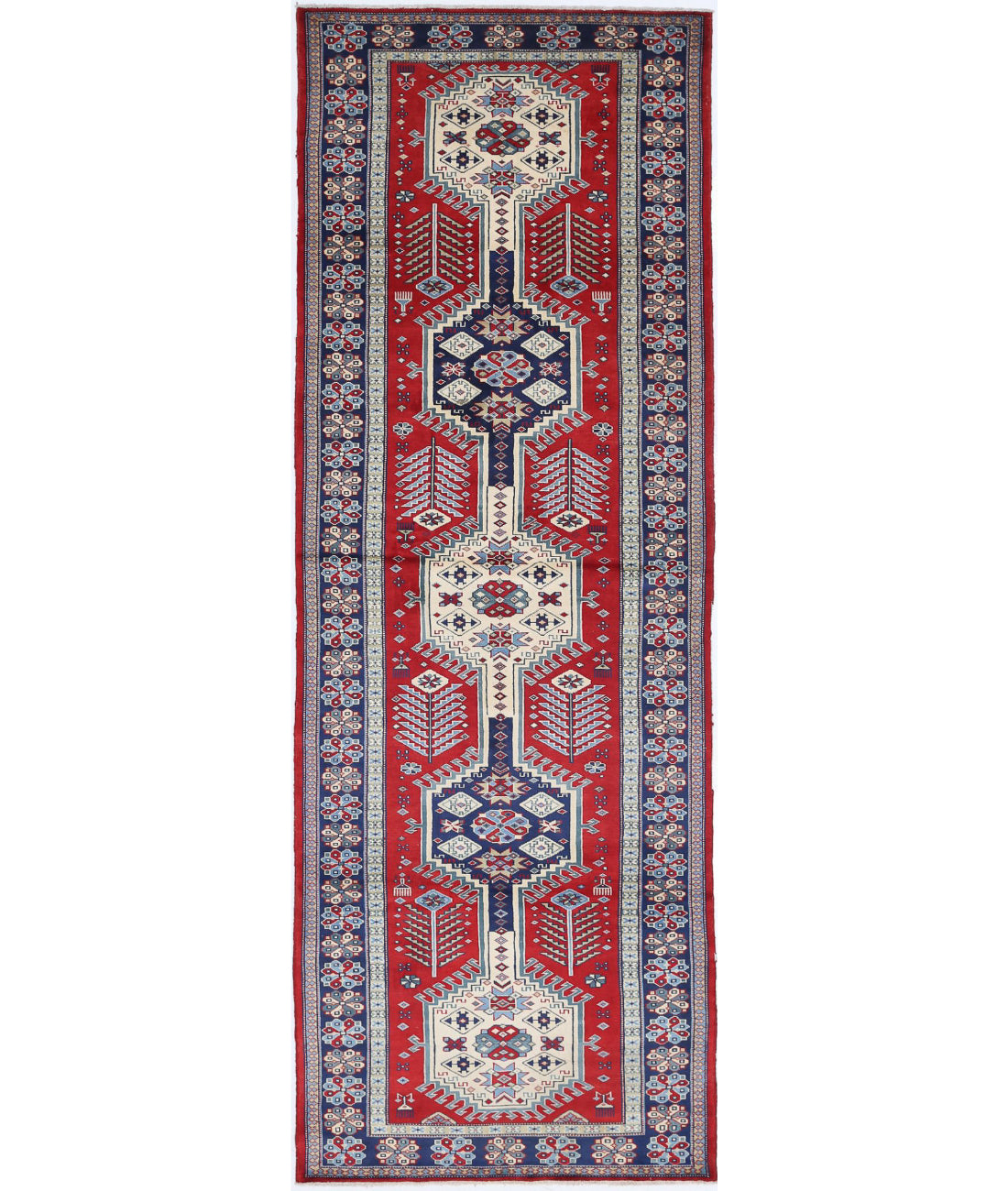 Shirvan 2'2'' X 9'9'' Hand-Knotted Wool Rug 2'2'' x 9'9'' (65 X 293) / Red / Blue