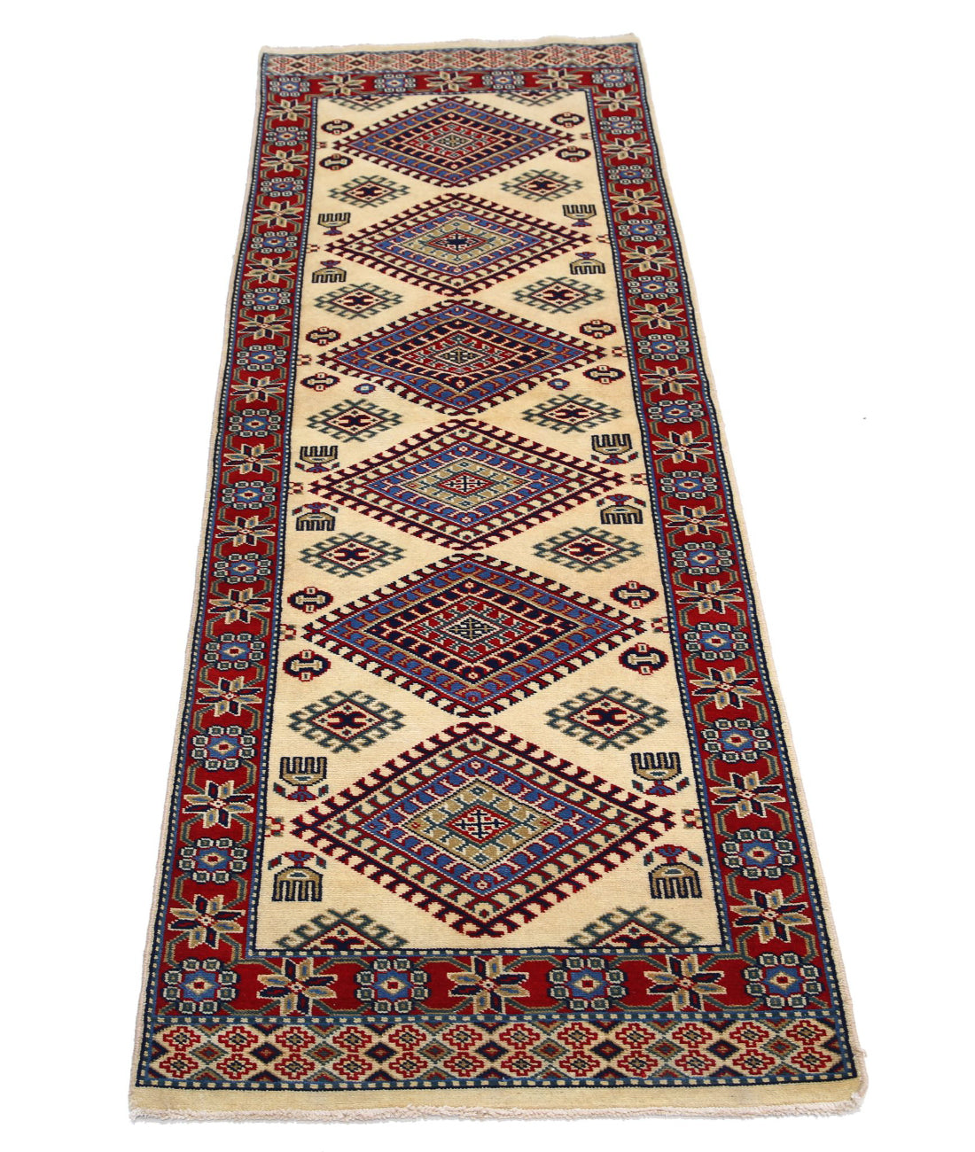 Shirvan 2'0'' X 6'1'' Hand-Knotted Wool Rug 2'0'' x 6'1'' (60 X 183) / Ivory / Red