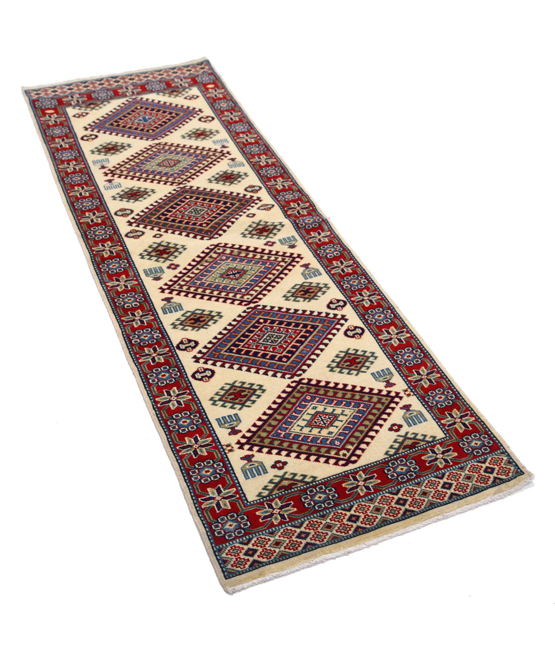 Shirvan 2'1'' X 6'1'' Hand-Knotted Wool Rug 2'1'' x 6'1'' (63 X 183) / Ivory / Red