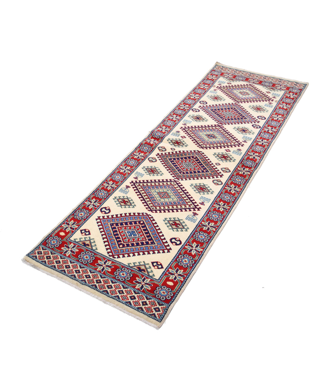 Shirvan 2'1'' X 6'1'' Hand-Knotted Wool Rug 2'1'' x 6'1'' (63 X 183) / Ivory / Red