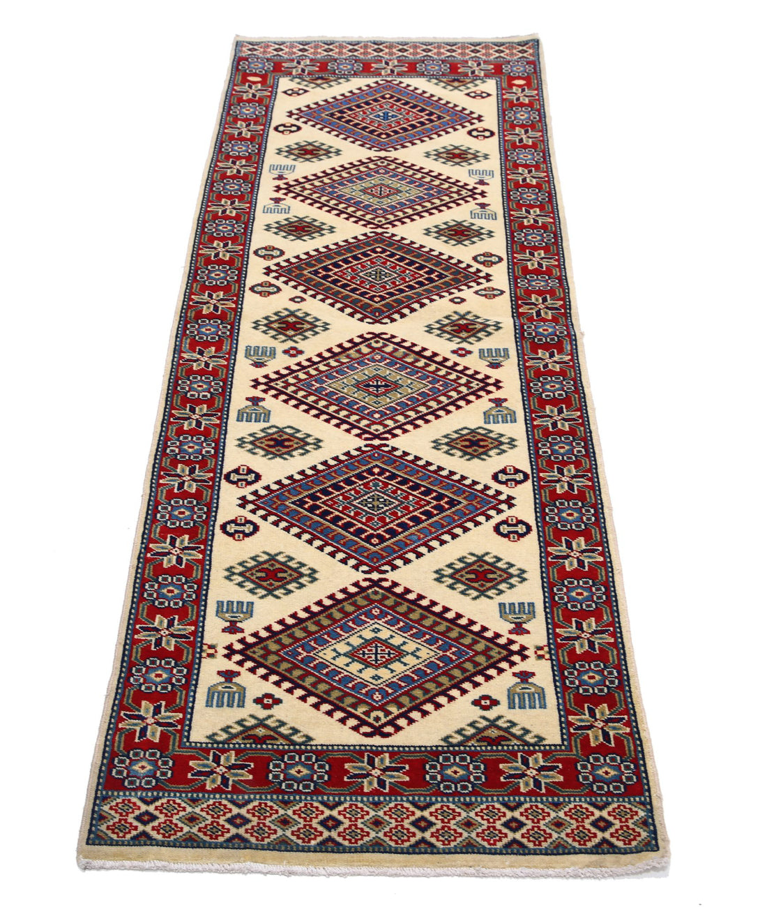 Shirvan 2'1'' X 6'1'' Hand-Knotted Wool Rug 2'1'' x 6'1'' (63 X 183) / Ivory / Red