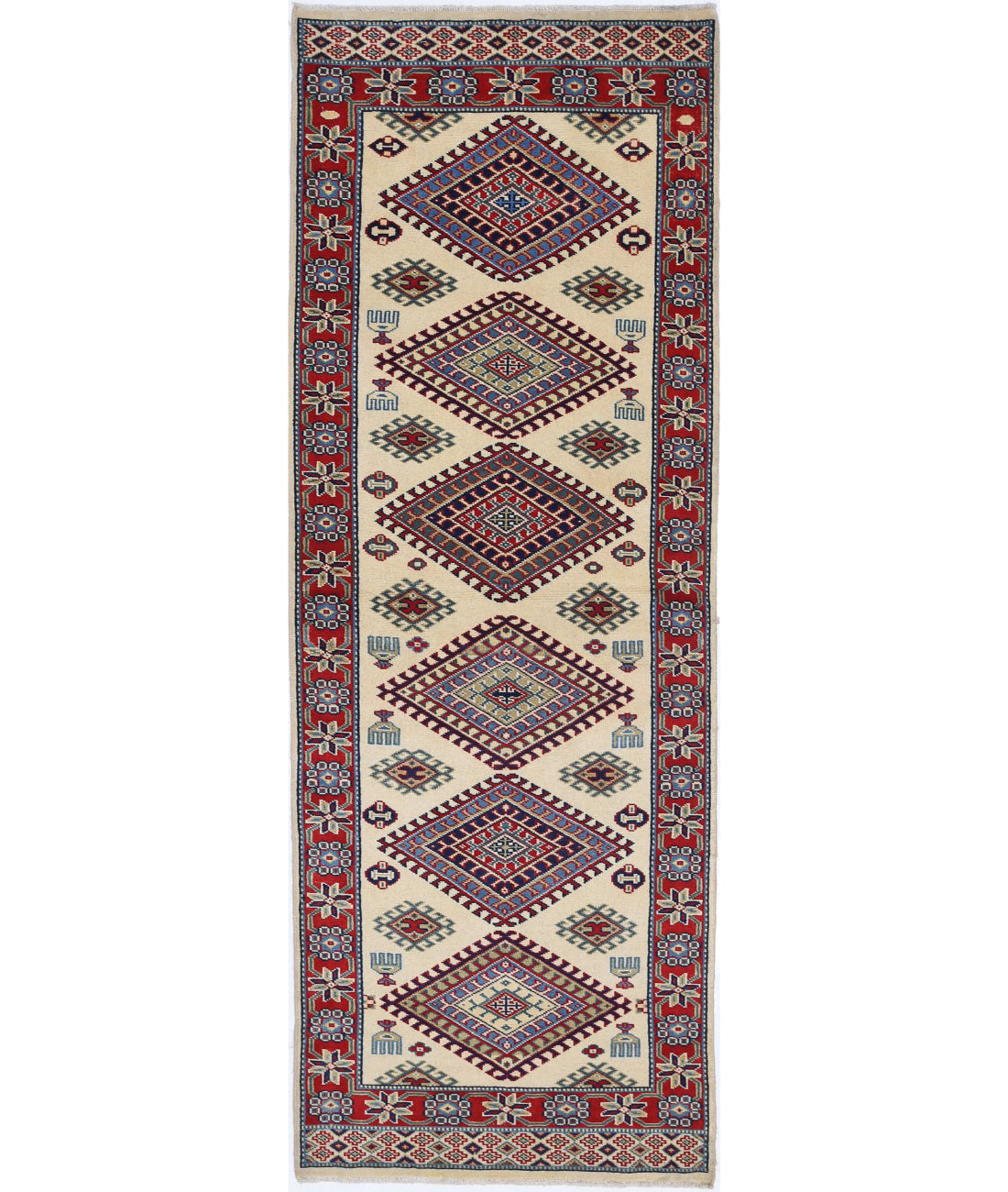 Shirvan 2'1'' X 6'1'' Hand-Knotted Wool Rug 2'1'' x 6'1'' (63 X 183) / Ivory / Red