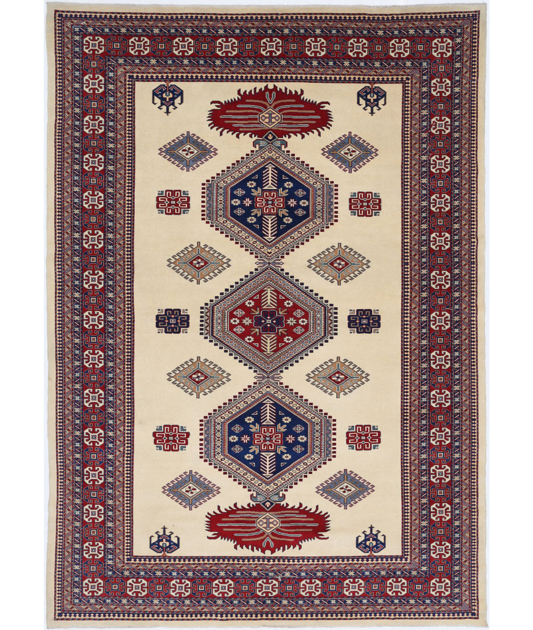 Shirvan 7'0'' X 9'10'' Hand-Knotted Wool Rug 7'0'' x 9'10'' (210 X 295) / Ivory / Red