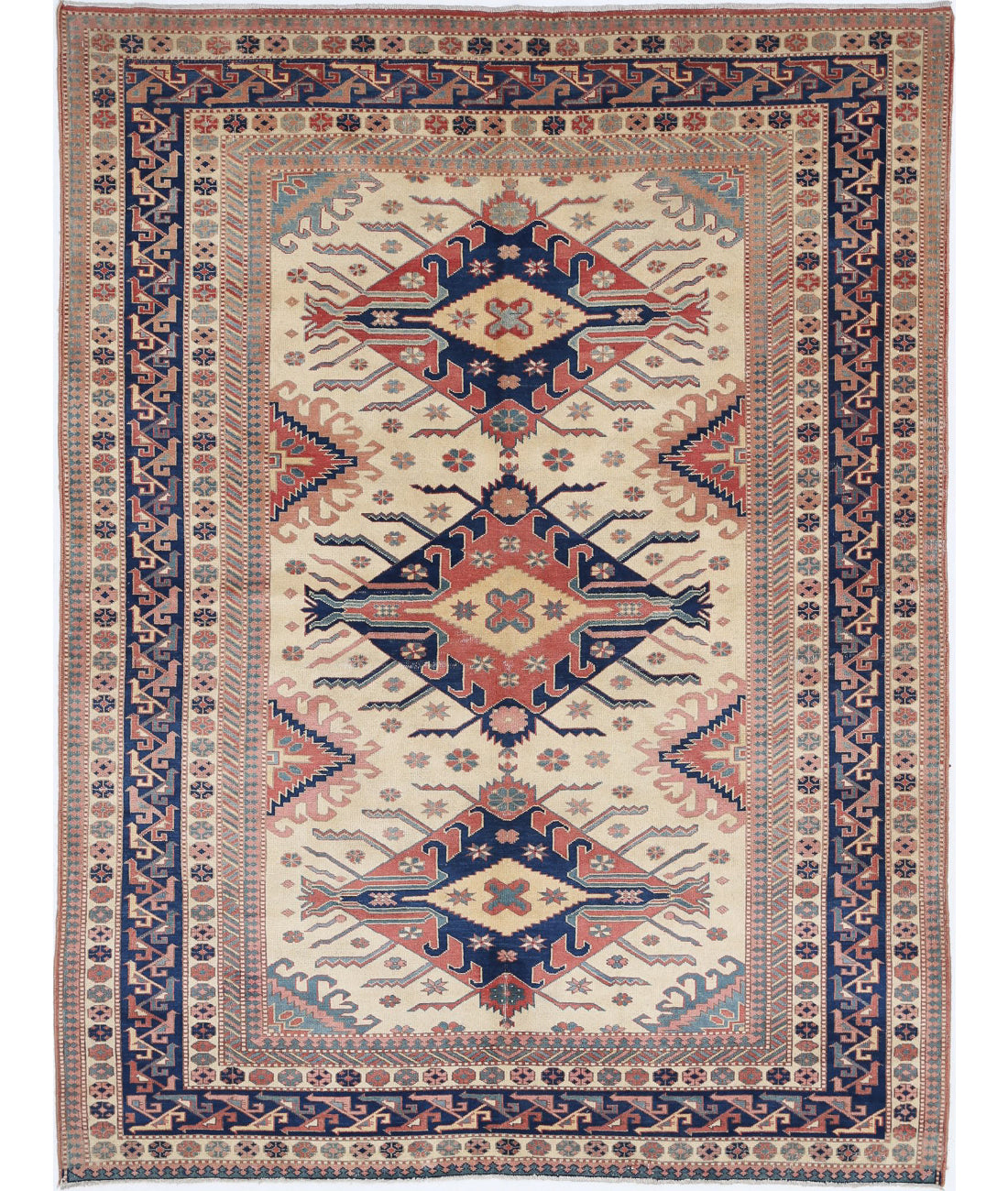 Shirvan 5'3'' X 6'9'' Hand-Knotted Wool Rug 5'3'' x 6'9'' (158 X 203) / Ivory / Blue