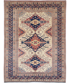 Shirvan 5'3'' X 6'9'' Hand-Knotted Wool Rug 5'3'' x 6'9'' (158 X 203) / Ivory / Blue