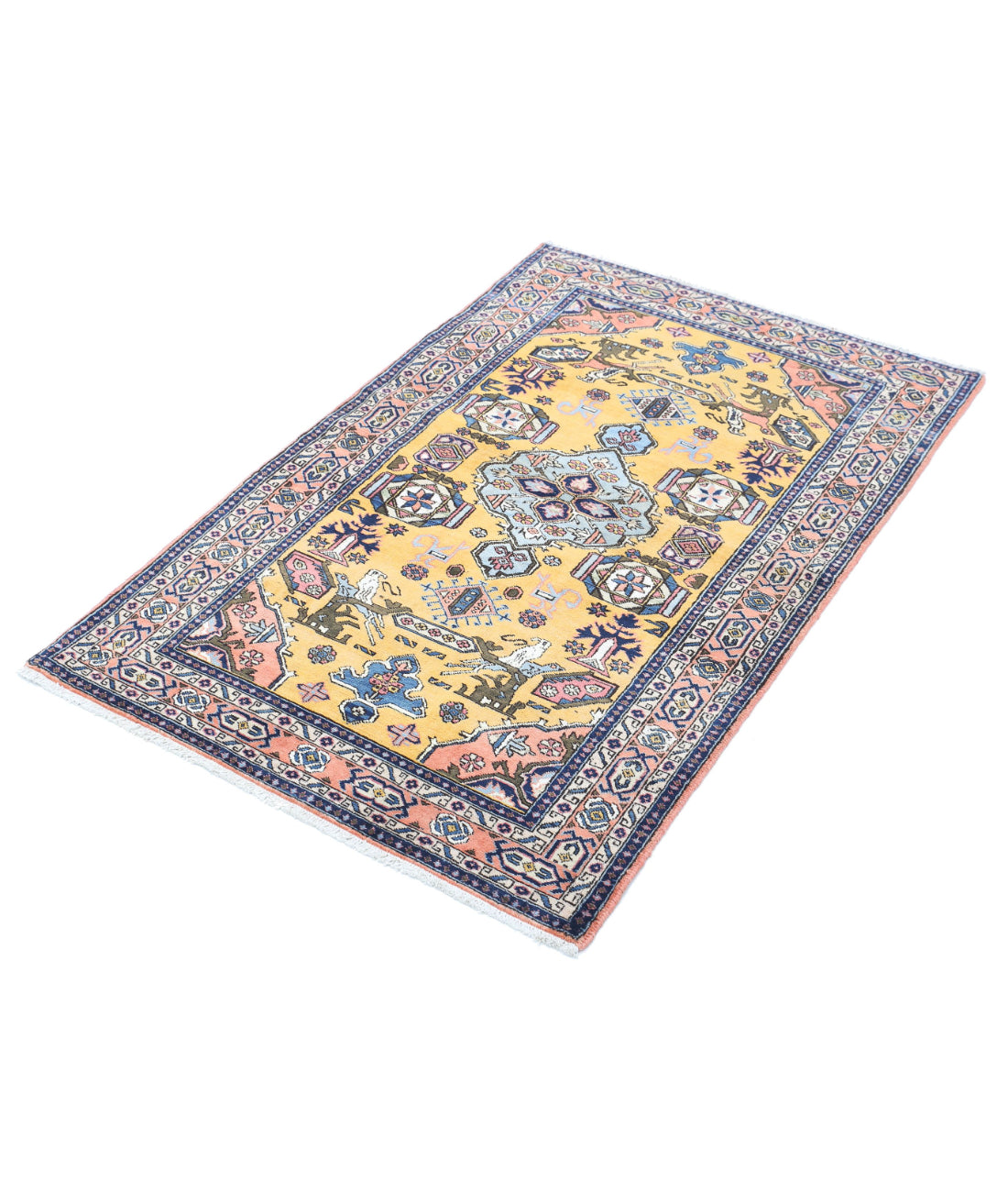 Shirvan 2'9'' X 4'5'' Hand-Knotted Wool Rug 2'9'' x 4'5'' (83 X 133) / Gold / Peach