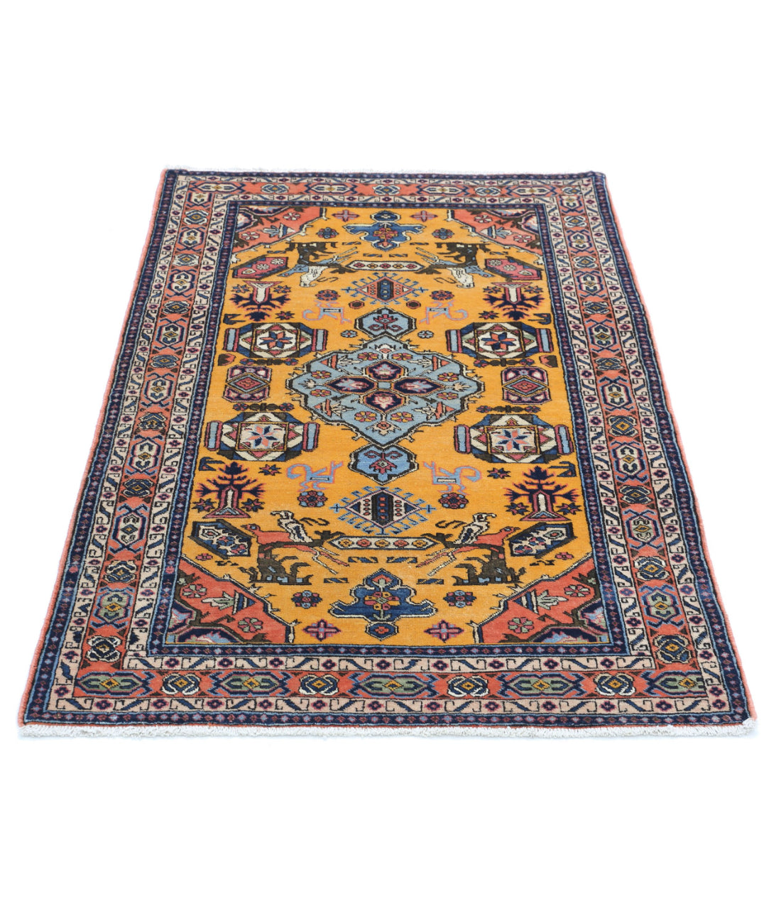 Shirvan 2'9'' X 4'5'' Hand-Knotted Wool Rug 2'9'' x 4'5'' (83 X 133) / Gold / Peach