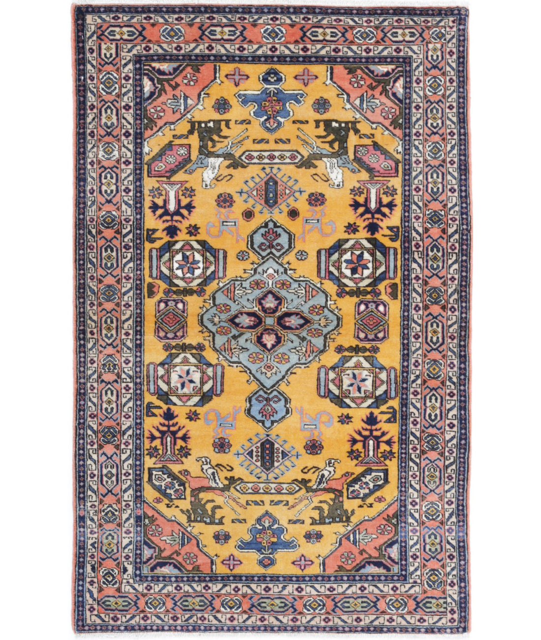 Shirvan 2'9'' X 4'5'' Hand-Knotted Wool Rug 2'9'' x 4'5'' (83 X 133) / Gold / Peach