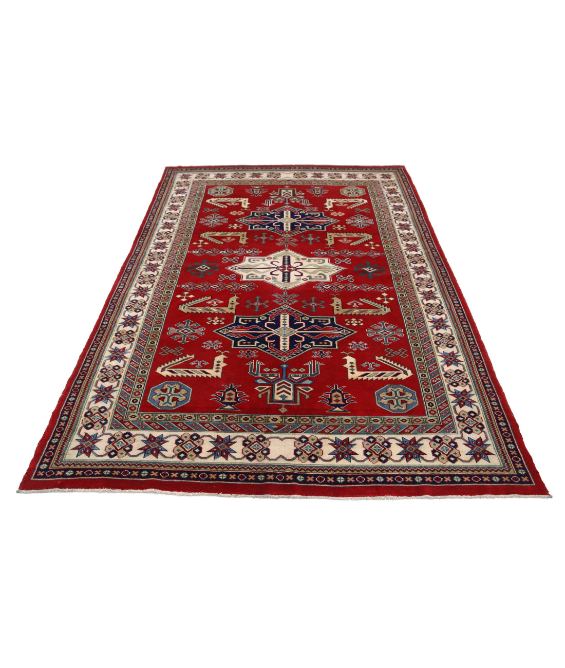 Shirvan 5'3'' X 7'11'' Hand-Knotted Wool Rug 5'3'' x 7'11'' (158 X 238) / Red / Ivory