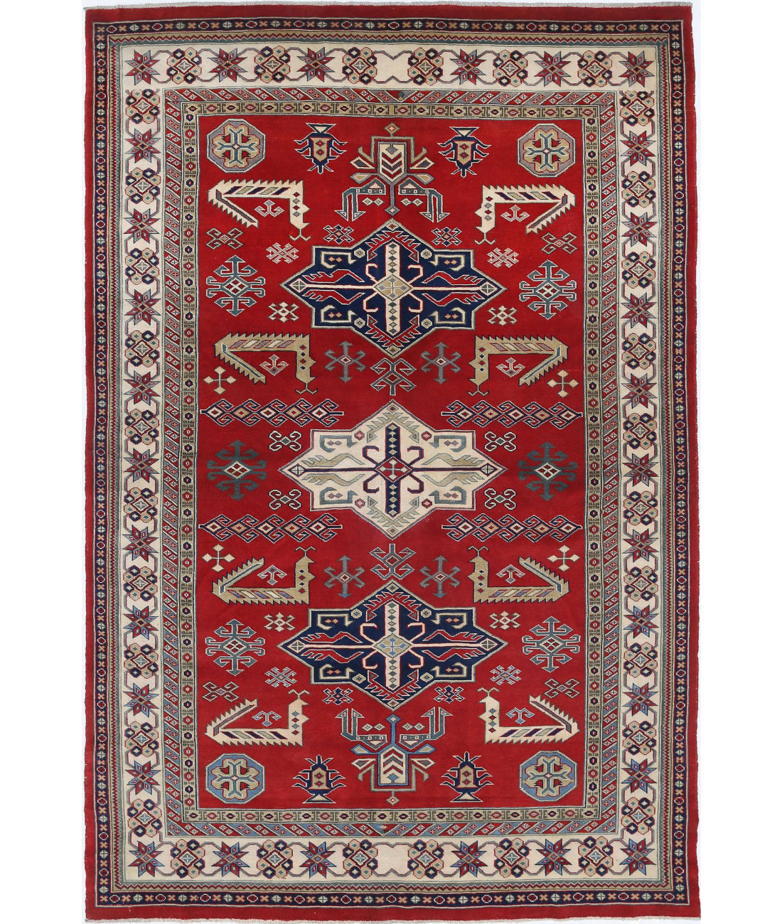 Shirvan 5'3'' X 7'11'' Hand-Knotted Wool Rug 5'3'' x 7'11'' (158 X 238) / Red / Ivory