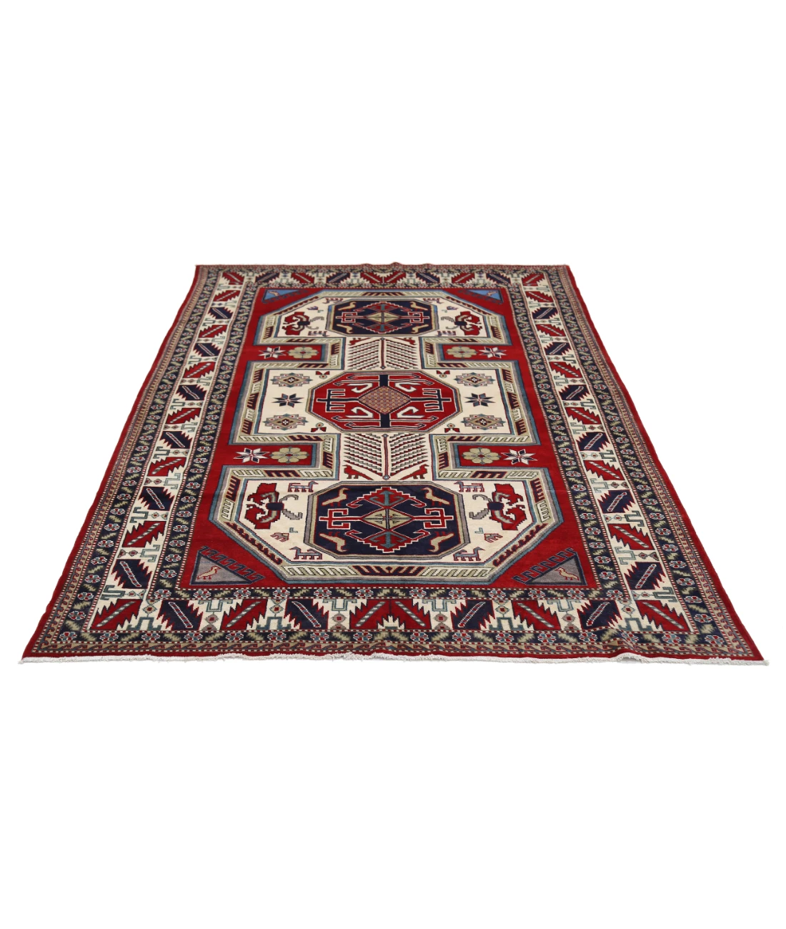 Shirvan 5'2'' X 7'6'' Hand-Knotted Wool Rug 5'2'' x 7'6'' (155 X 225) / Red / Ivory