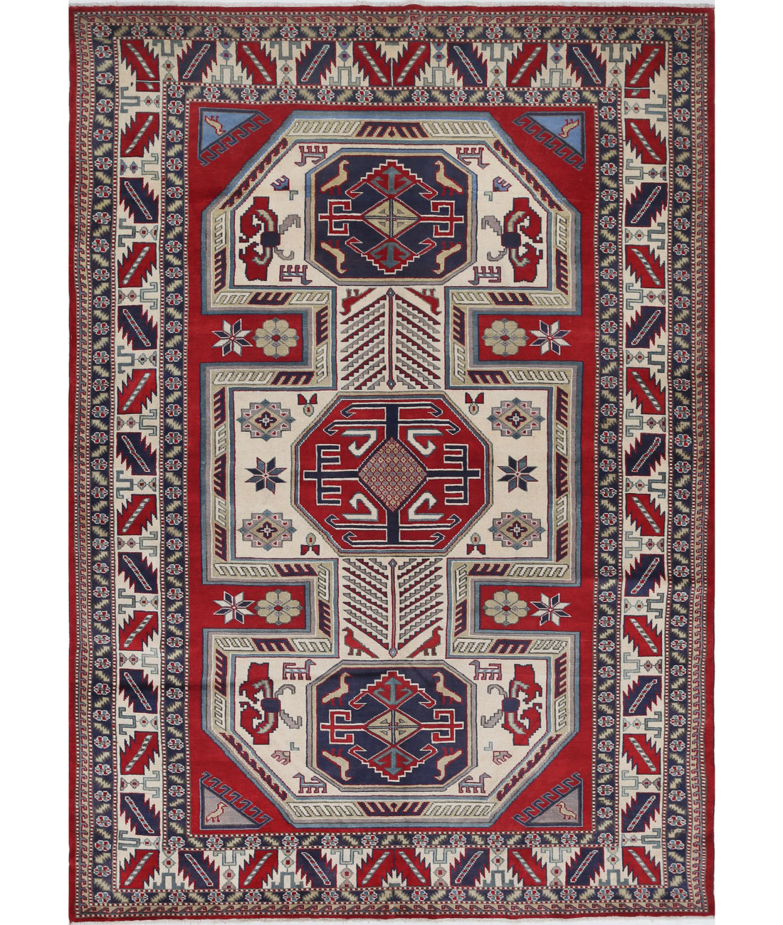 Shirvan 5'2'' X 7'6'' Hand-Knotted Wool Rug 5'2'' x 7'6'' (155 X 225) / Red / Ivory