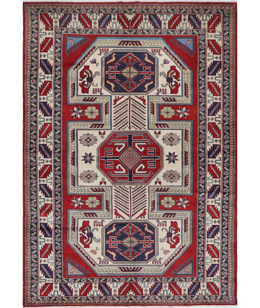 Shirvan 5'2'' X 7'6'' Hand-Knotted Wool Rug 5'2'' x 7'6'' (155 X 225) / Red / Ivory