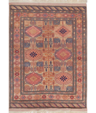 Silk-Tane 4'0'' X 5'3'' Hand-Knotted Wool-Silk Rug 4'0'' x 5'3'' (120 X 158) / Beige / Pink
