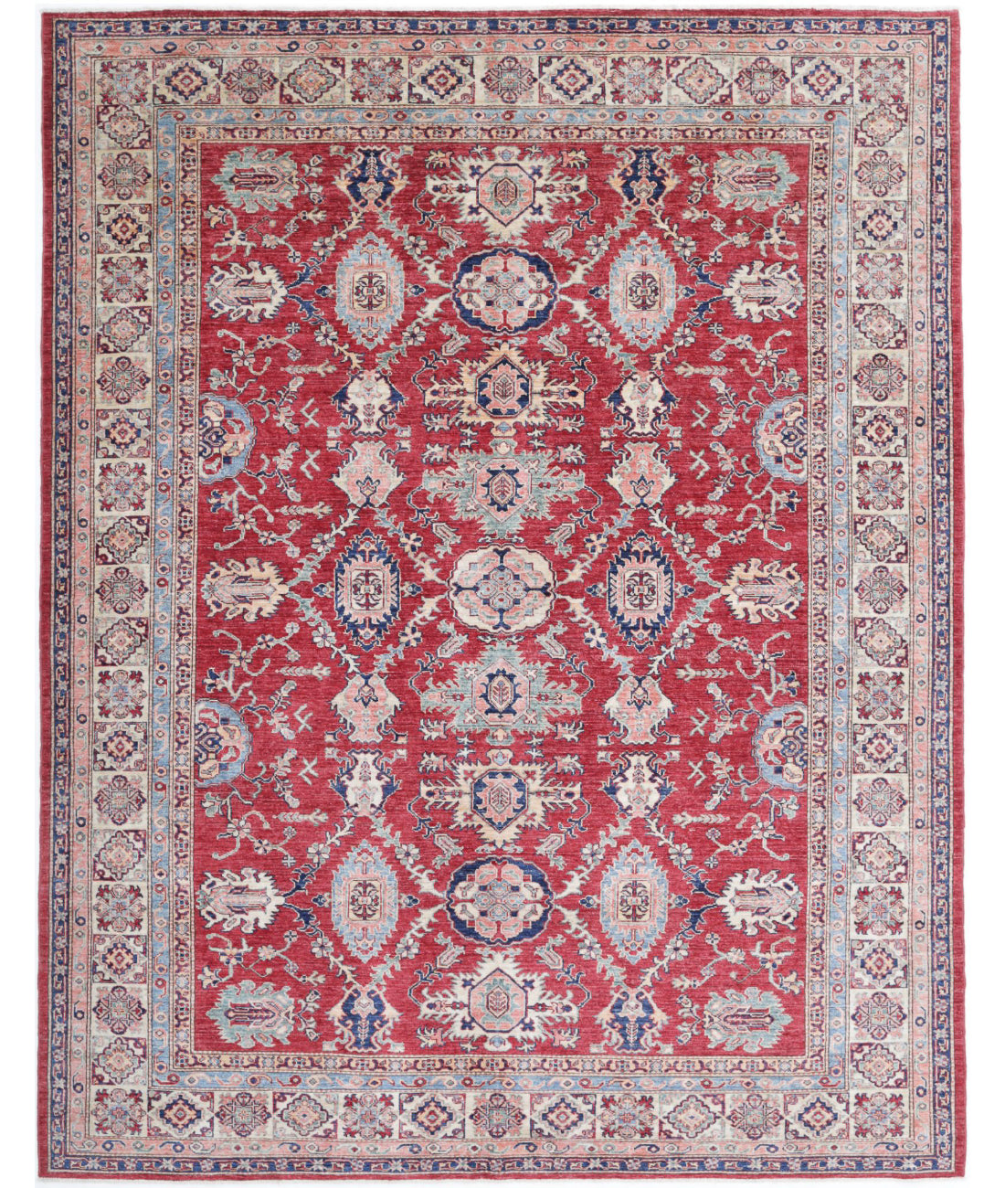 Kazak 7'11'' X 10'3'' Hand-Knotted Wool Rug 7'11'' x 10'3'' (238 X 308) / Red / Ivory