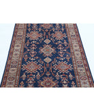 Kazak 4'0'' X 5'5'' Hand-Knotted Wool Rug 4'0'' x 5'5'' (120 X 163) / Blue / Ivory