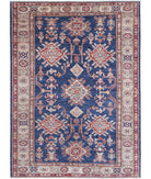 Kazak 4'0'' X 5'5'' Hand-Knotted Wool Rug 4'0'' x 5'5'' (120 X 163) / Blue / Ivory