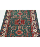 Kazak 3'10'' X 5'0'' Hand-Knotted Wool Rug 3'10'' x 5'0'' (115 X 150) / Green / Ivory