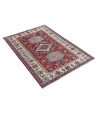 Kazak 3'4'' X 4'9'' Hand-Knotted Wool Rug 3'4'' x 4'9'' (100 X 143) / Red / Ivory