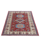 Kazak 3'4'' X 4'9'' Hand-Knotted Wool Rug 3'4'' x 4'9'' (100 X 143) / Red / Ivory