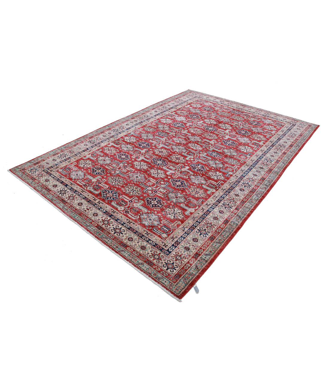 Kazak 6'7'' X 9'5'' Hand-Knotted Wool Rug 6'7'' x 9'5'' (198 X 283) / Red / Ivory