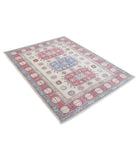 Kazak 4'8'' X 5'11'' Hand-Knotted Wool Rug 4'8'' x 5'11'' (140 X 178) / Ivory / Red