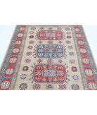 Kazak 4'8'' X 5'11'' Hand-Knotted Wool Rug 4'8'' x 5'11'' (140 X 178) / Ivory / Red