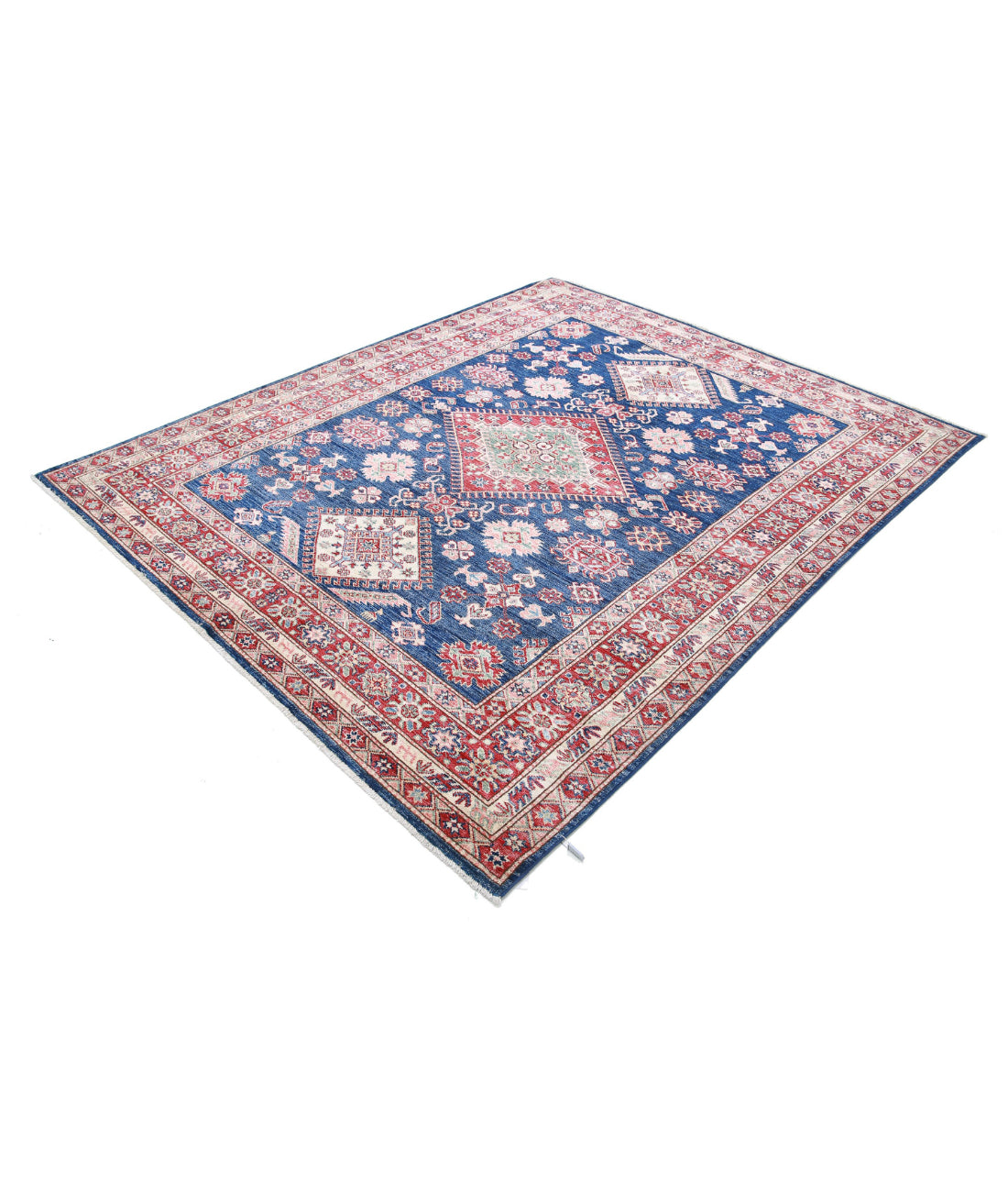 Kazak 6'2'' X 7'6'' Hand-Knotted Wool Rug 6'2'' x 7'6'' (185 X 225) / Blue / Red