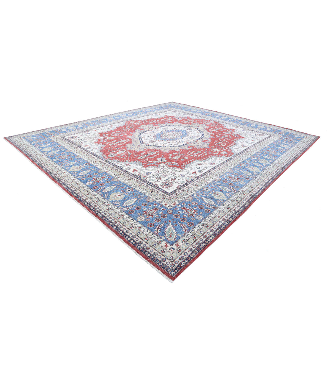 Kazak 13'8'' X 15'7'' Hand-Knotted Wool Rug 13'8'' x 15'7'' (410 X 468) / Red / Blue