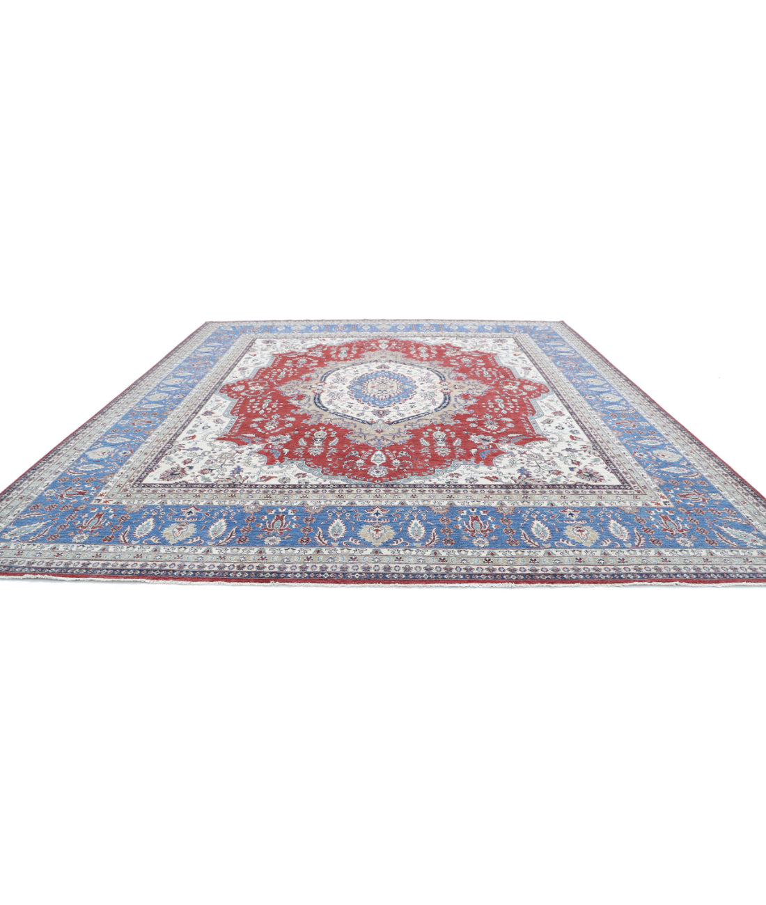 Kazak 13'8'' X 15'7'' Hand-Knotted Wool Rug 13'8'' x 15'7'' (410 X 468) / Red / Blue