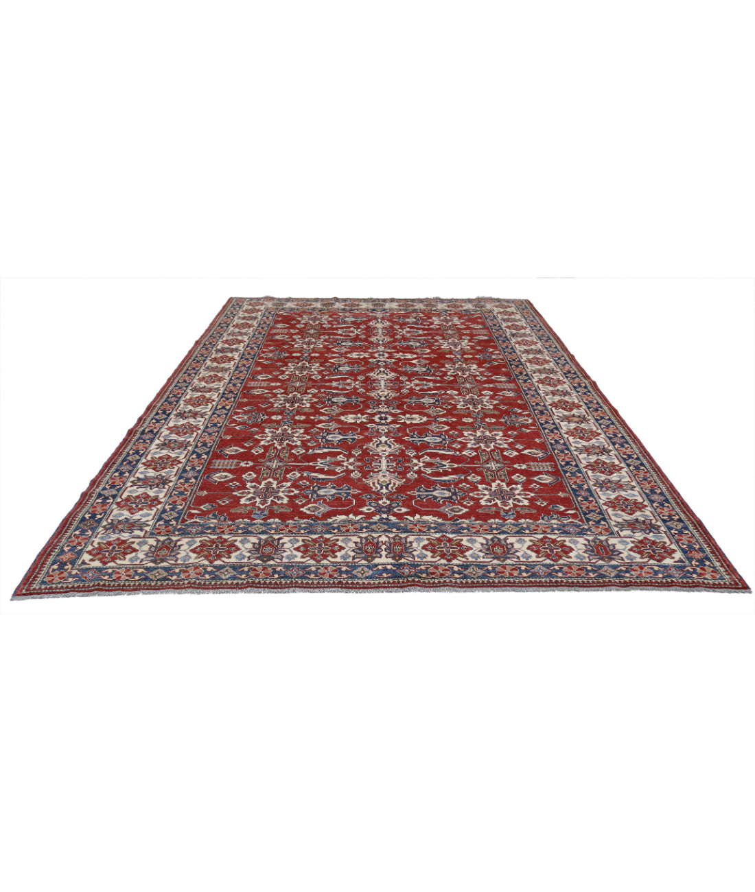 Kazak 8'4'' X 11'8'' Hand-Knotted Wool Rug 8'4'' x 11'8'' (250 X 350) / Red / Ivory