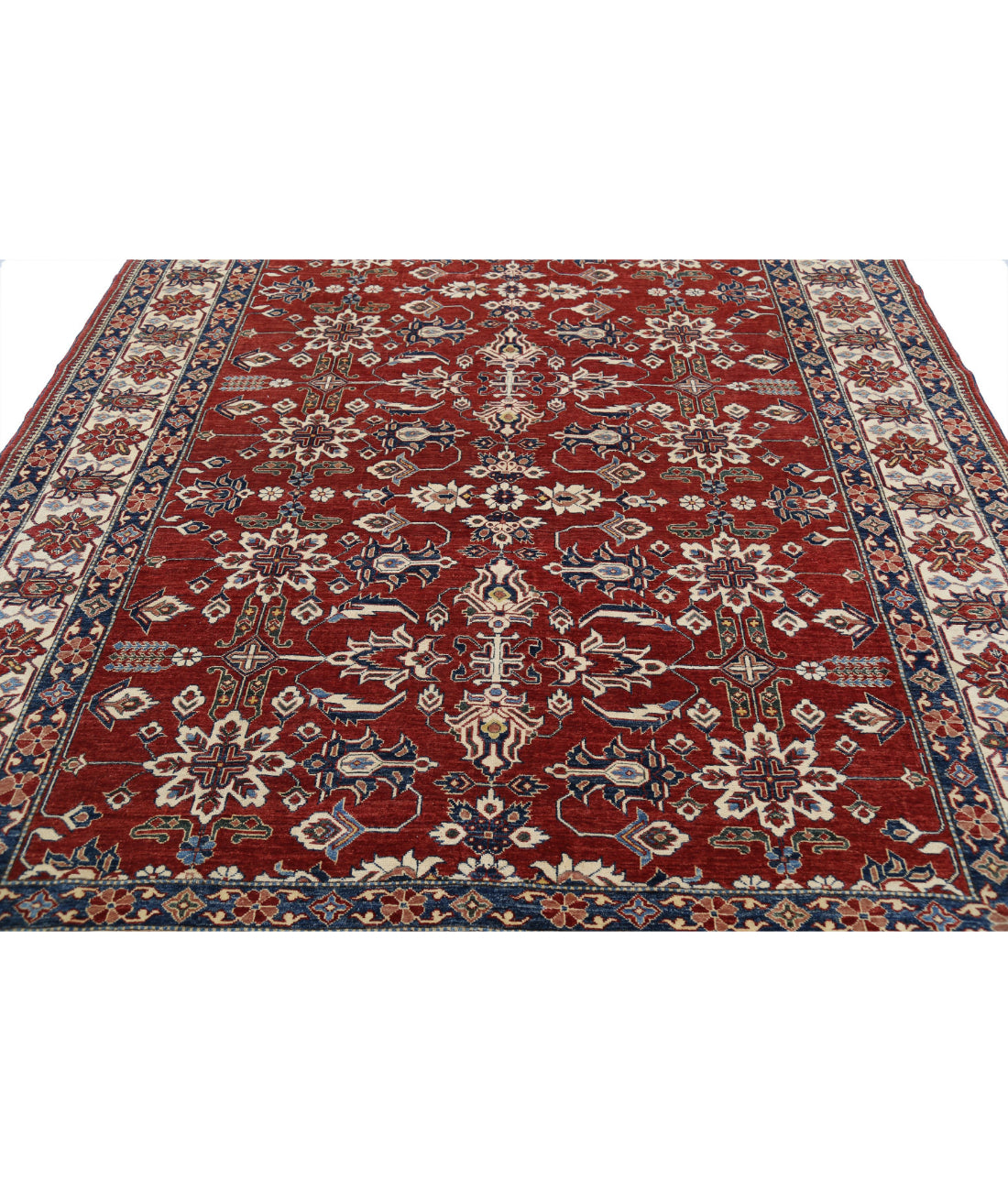 Kazak 8'4'' X 11'8'' Hand-Knotted Wool Rug 8'4'' x 11'8'' (250 X 350) / Red / Ivory