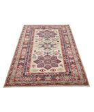 Kazak 4'0'' X 6'1'' Hand-Knotted Wool Rug 4'0'' x 6'1'' (120 X 183) / Ivory / Red