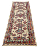 Kazak 2'7'' X 8'4'' Hand-Knotted Wool Rug 2'7'' x 8'4'' (78 X 250) / Ivory / Red