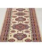 Kazak 2'7'' X 8'4'' Hand-Knotted Wool Rug 2'7'' x 8'4'' (78 X 250) / Ivory / Red