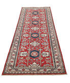 Kazak 3'0'' X 8'6'' Hand-Knotted Wool Rug 3'0'' x 8'6'' (90 X 255) / Red / Ivory