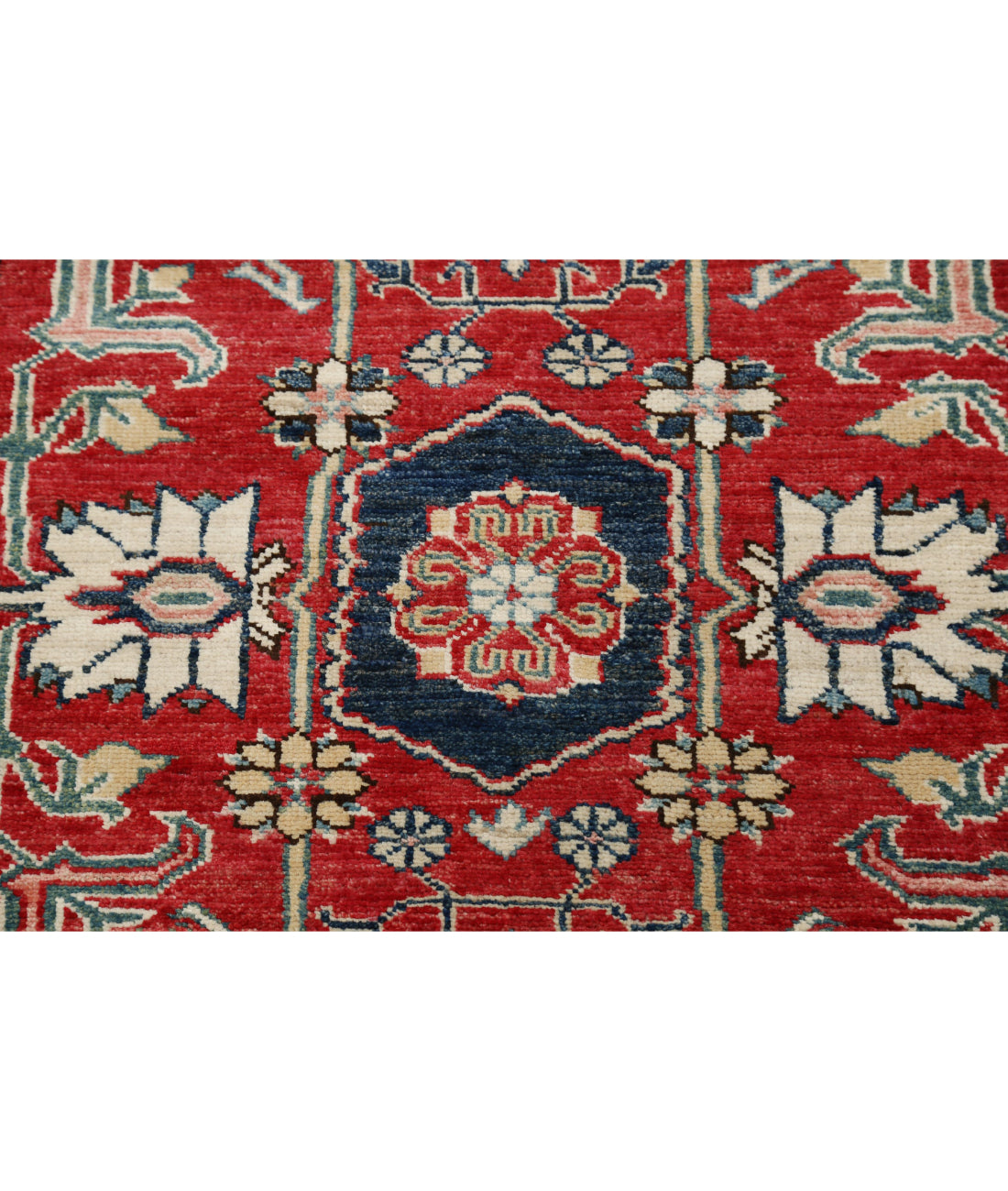 Kazak 3'0'' X 8'6'' Hand-Knotted Wool Rug 3'0'' x 8'6'' (90 X 255) / Red / Ivory