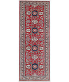 Kazak 3'0'' X 8'6'' Hand-Knotted Wool Rug 3'0'' x 8'6'' (90 X 255) / Red / Ivory