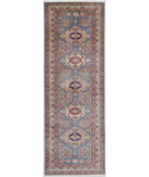 Kazak 2'9'' X 8'2'' Hand-Knotted Wool Rug 2'9'' x 8'2'' (83 X 245) / Blue / Ivory