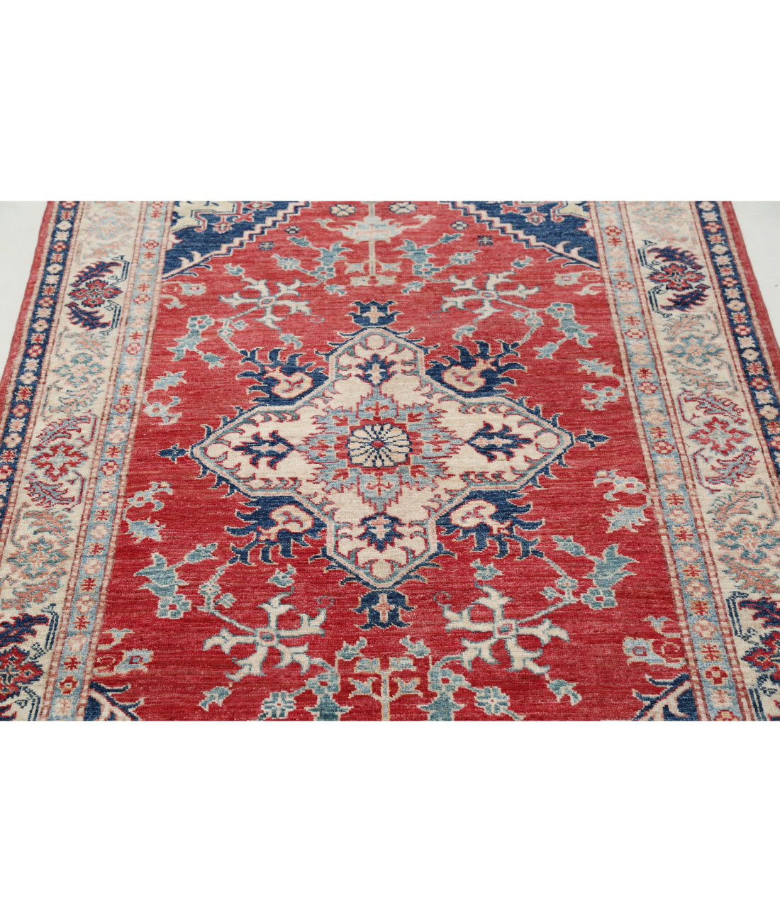 Kazak 3'10'' X 5'10'' Hand-Knotted Wool Rug 3'10'' x 5'10'' (115 X 175) / Red / Ivory